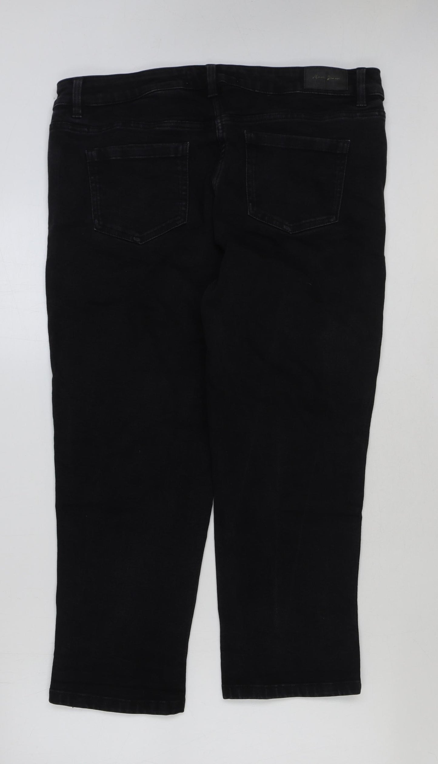 NEXT Womens Black Cotton Cropped Jeans Size 18 L25 in Regular Button