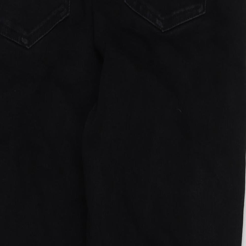 NEXT Womens Black Cotton Cropped Jeans Size 18 L25 in Regular Button