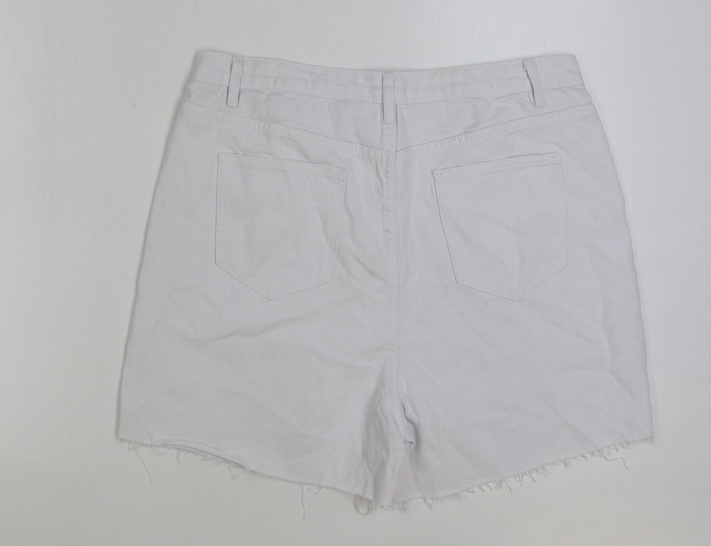 Boohoo Womens White Cotton Bermuda Shorts Size 16 L4 in Regular Button