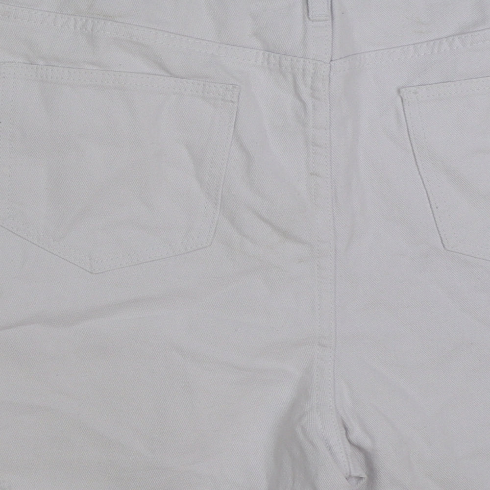 Boohoo Womens White Cotton Bermuda Shorts Size 16 L4 in Regular Button