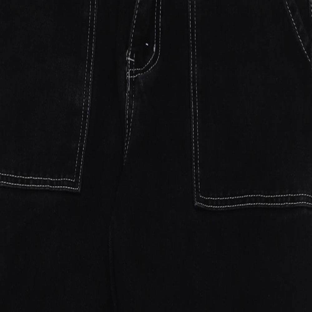 SheIn Womens Black Cotton Wide-Leg Jeans Size S L27 in Regular Button