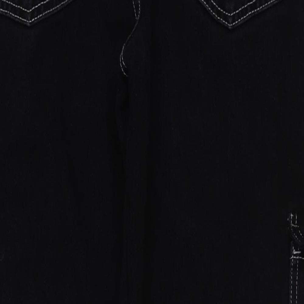 SheIn Womens Black Cotton Wide-Leg Jeans Size S L27 in Regular Button