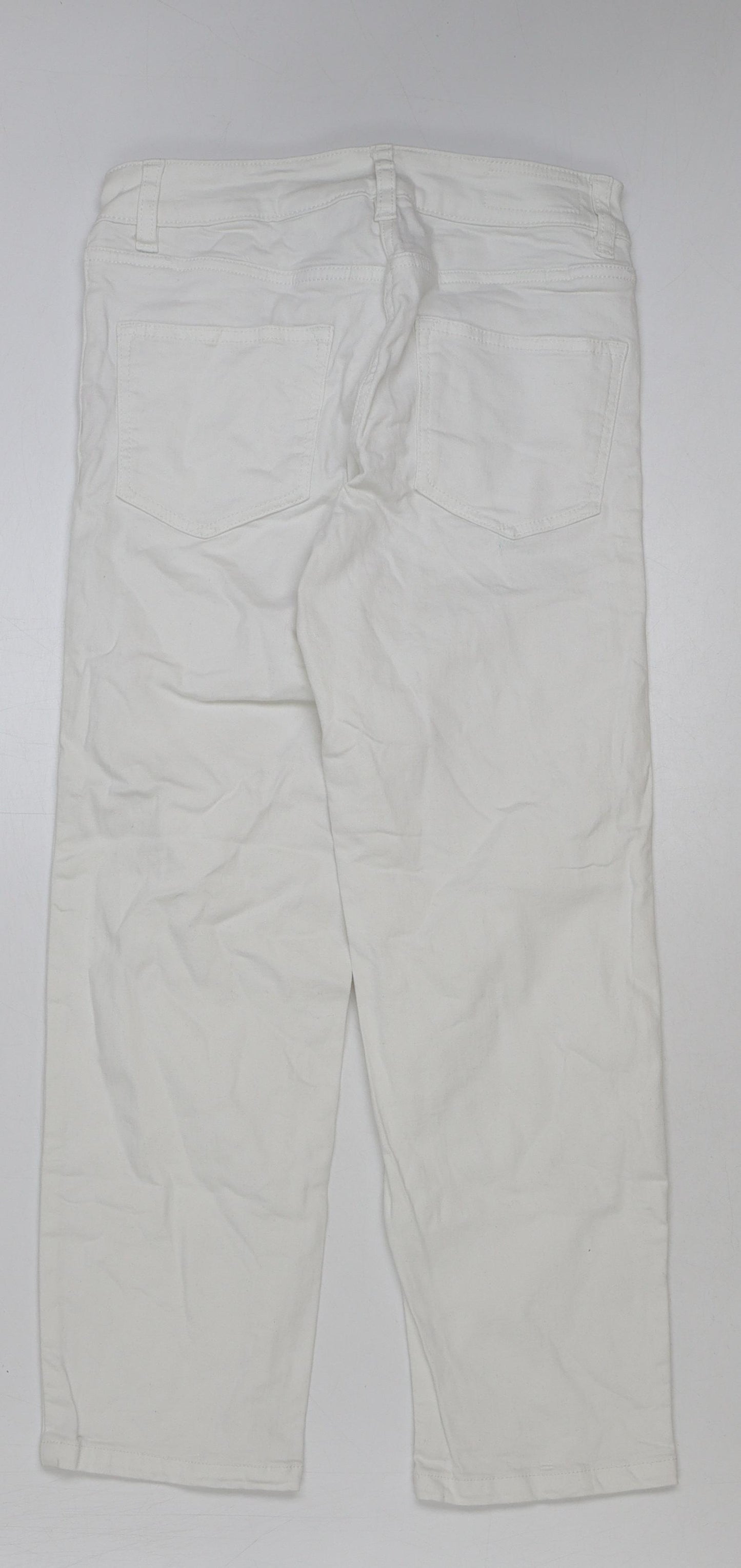 NEXT Womens White Cotton Cropped Jeans Size 6 L24 in Regular Button
