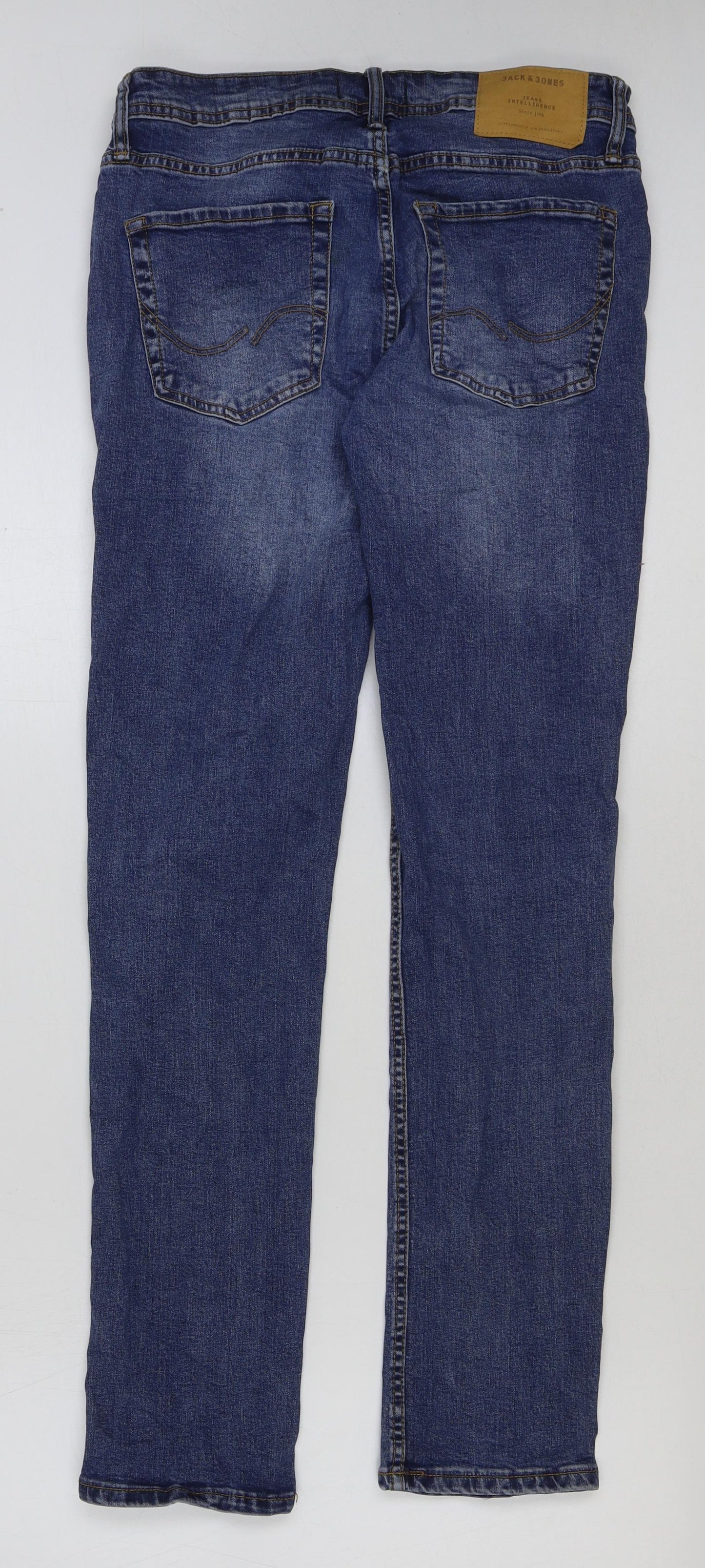 JACK & JONES Mens Blue Cotton Skinny Jeans Size 30 in L32 in Slim Button