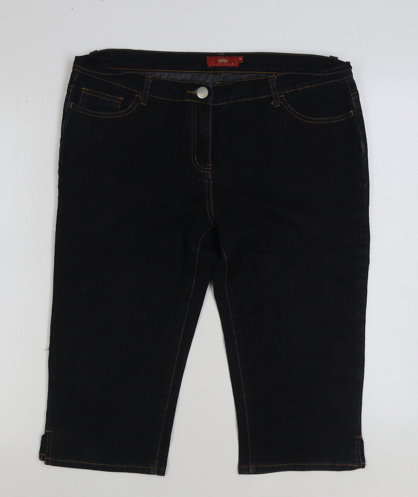 Alibi Womens Blue Cotton Bermuda Shorts Size 16 L16 in Regular Button