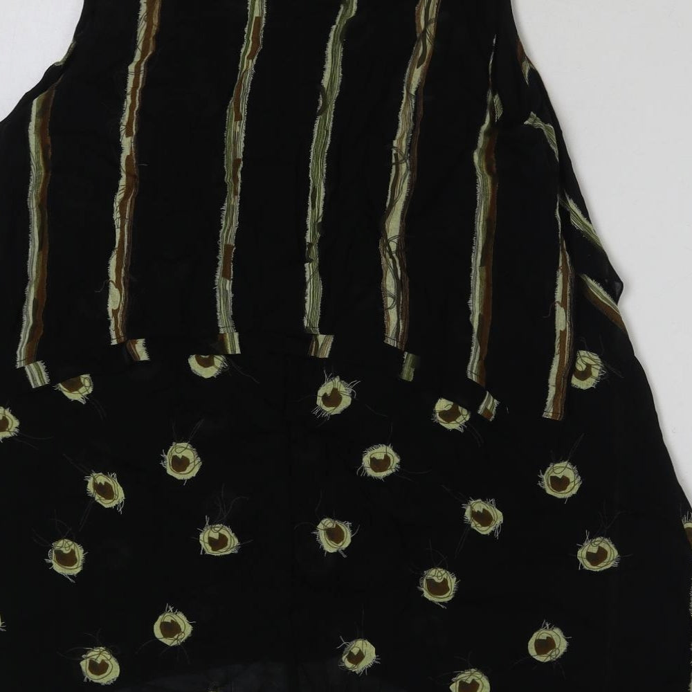 Ana Nonza Womens Black Geometric Viscose Basic Tank Size L Round Neck