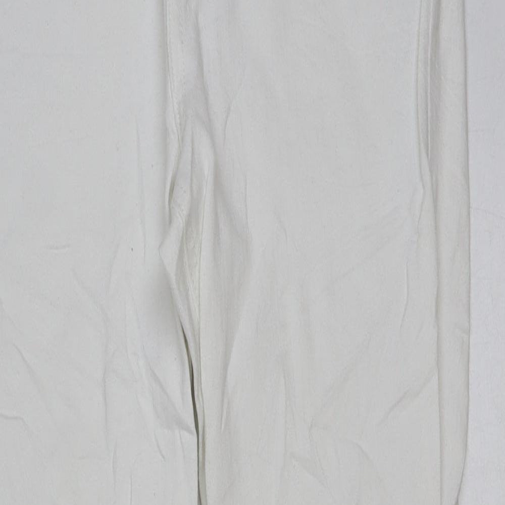 Marks and Spencer Womens White Cotton Straight Jeans Size 12 L30 in Regular Button