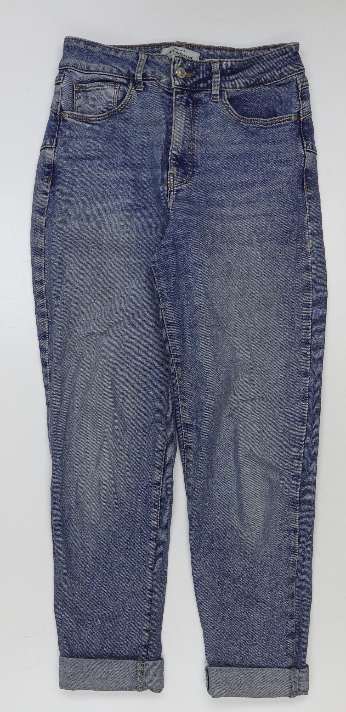 New Look Womens Blue Cotton Mom Jeans Size 10 L27 in Regular Button