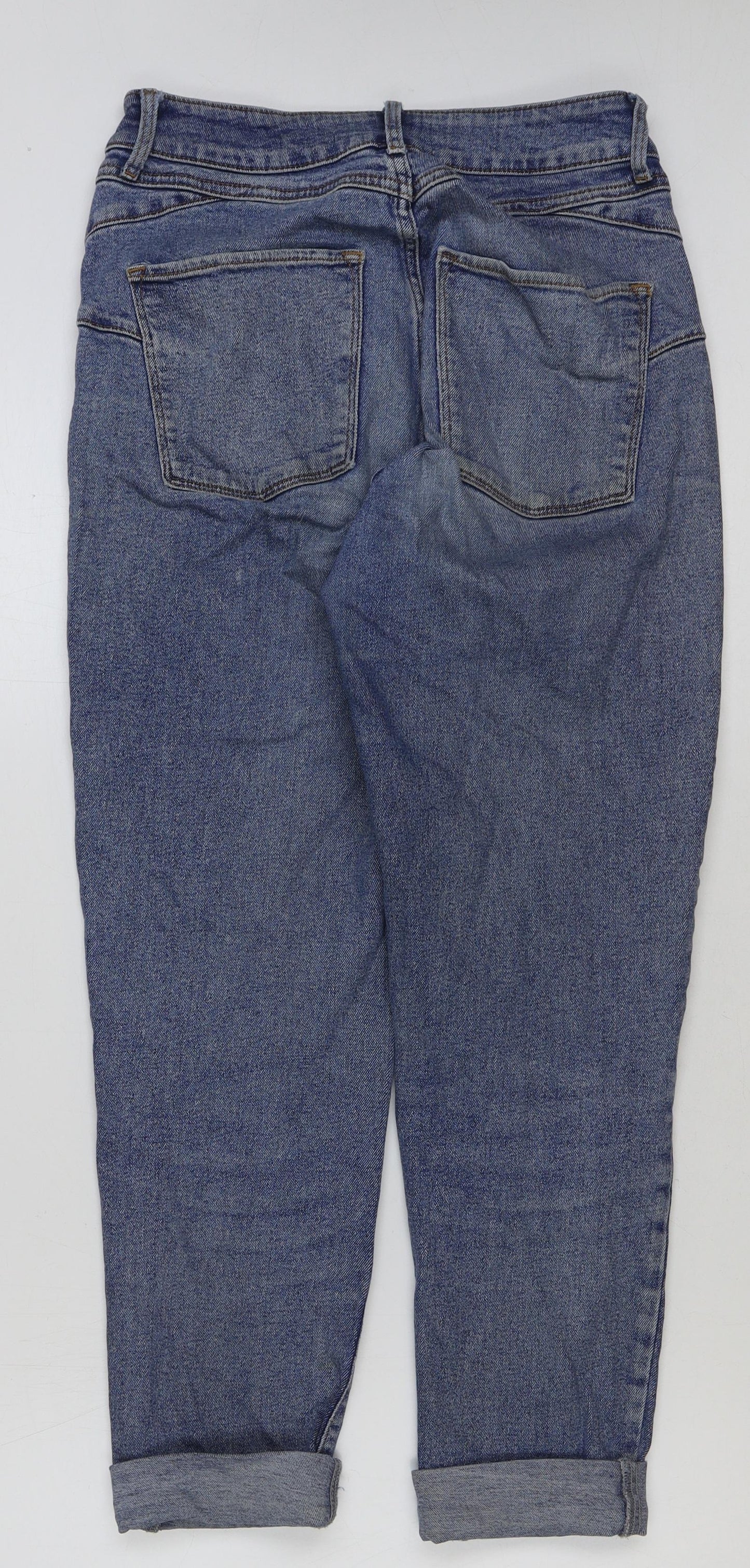New Look Womens Blue Cotton Mom Jeans Size 10 L27 in Regular Button
