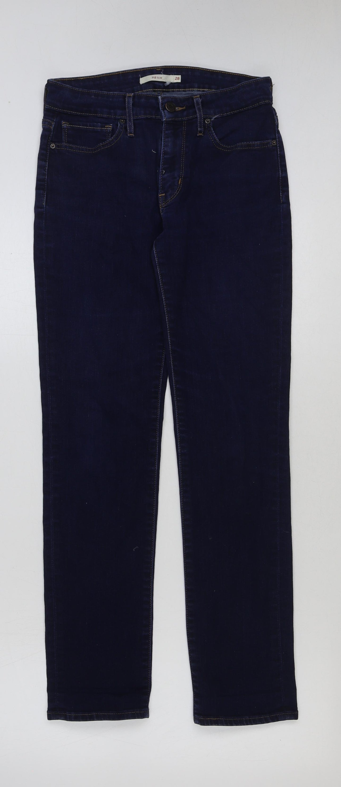Signature by Levi Strauss & Co. Mens Blue Cotton Straight Jeans Size 28 in L29 in Regular Button