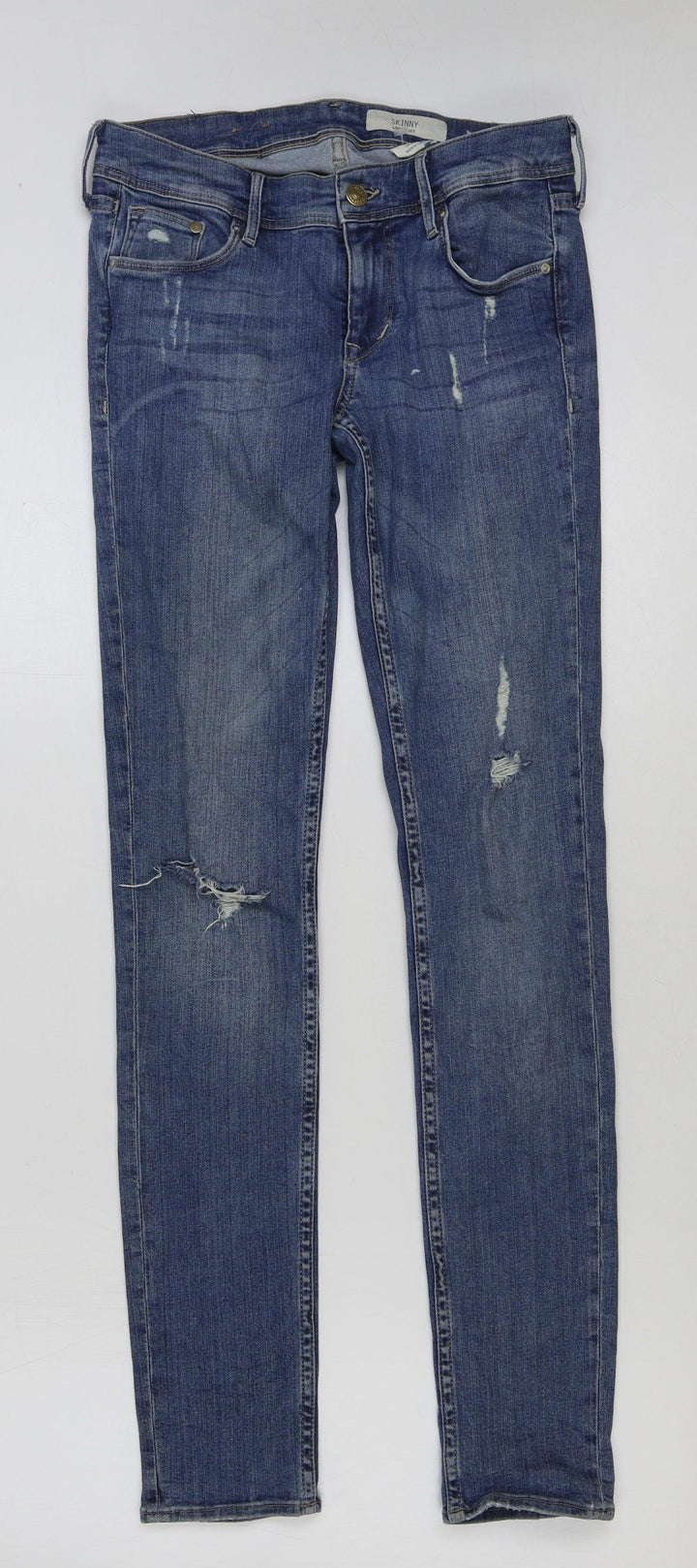 &denim Womens Blue Cotton Skinny Jeans Size 28 in L32 in Regular Button