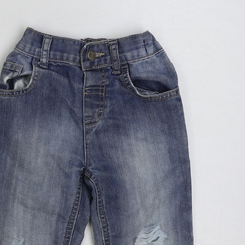 Matalan Blue Cotton Jeans Size 18-24 Months Button - Distressed