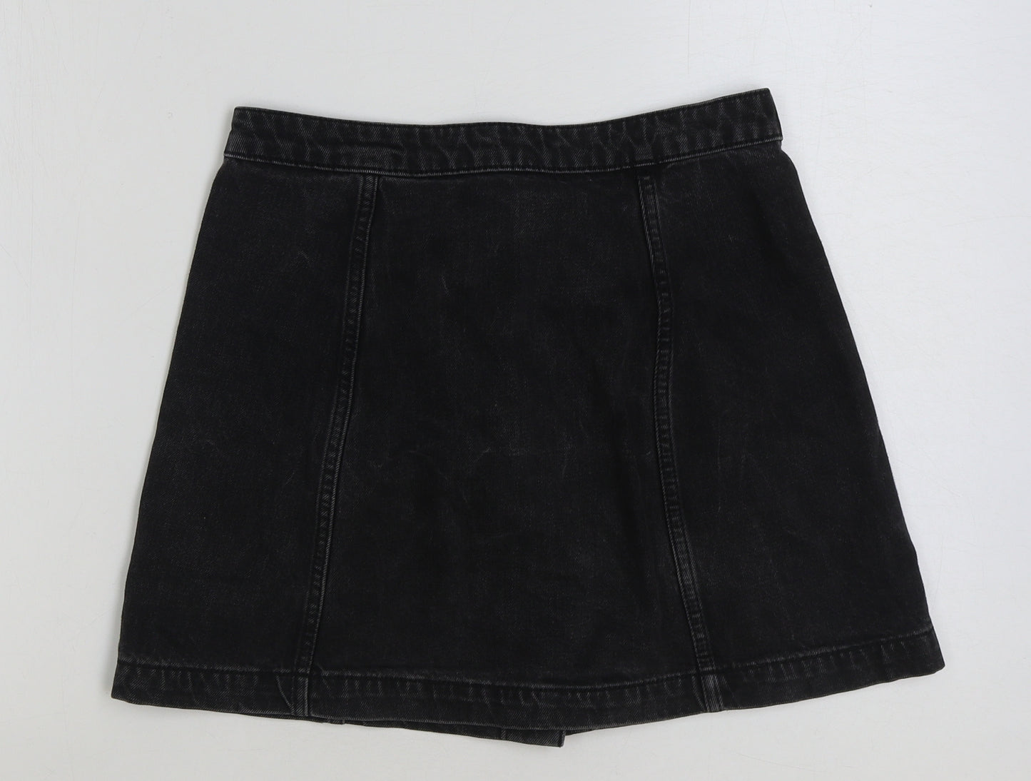 Topshop Womens Grey Cotton A-Line Skirt Size 28 in Button