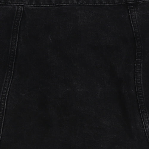 Topshop Womens Grey Cotton A-Line Skirt Size 28 in Button