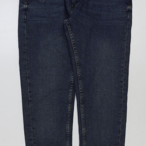 Zara Womens Blue Cotton Straight Jeans Size 18 L29 in Regular Button