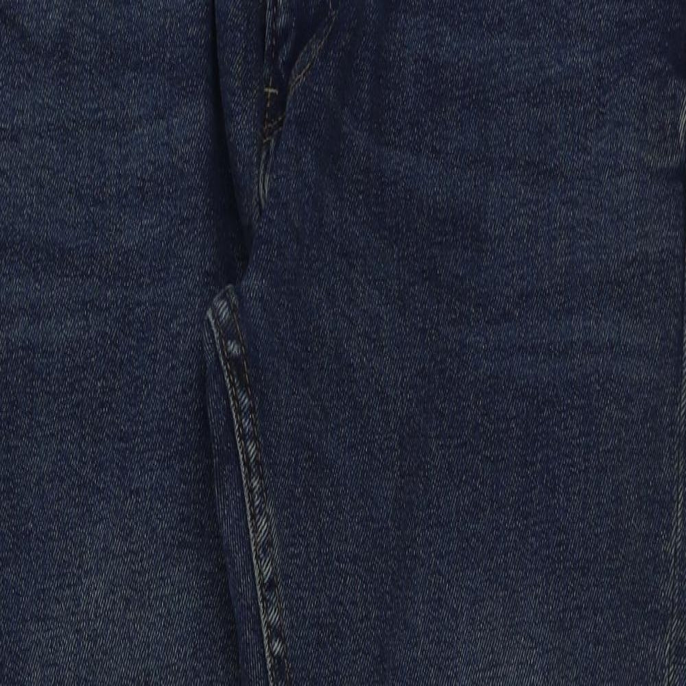 Zara Womens Blue Cotton Straight Jeans Size 18 L29 in Regular Button