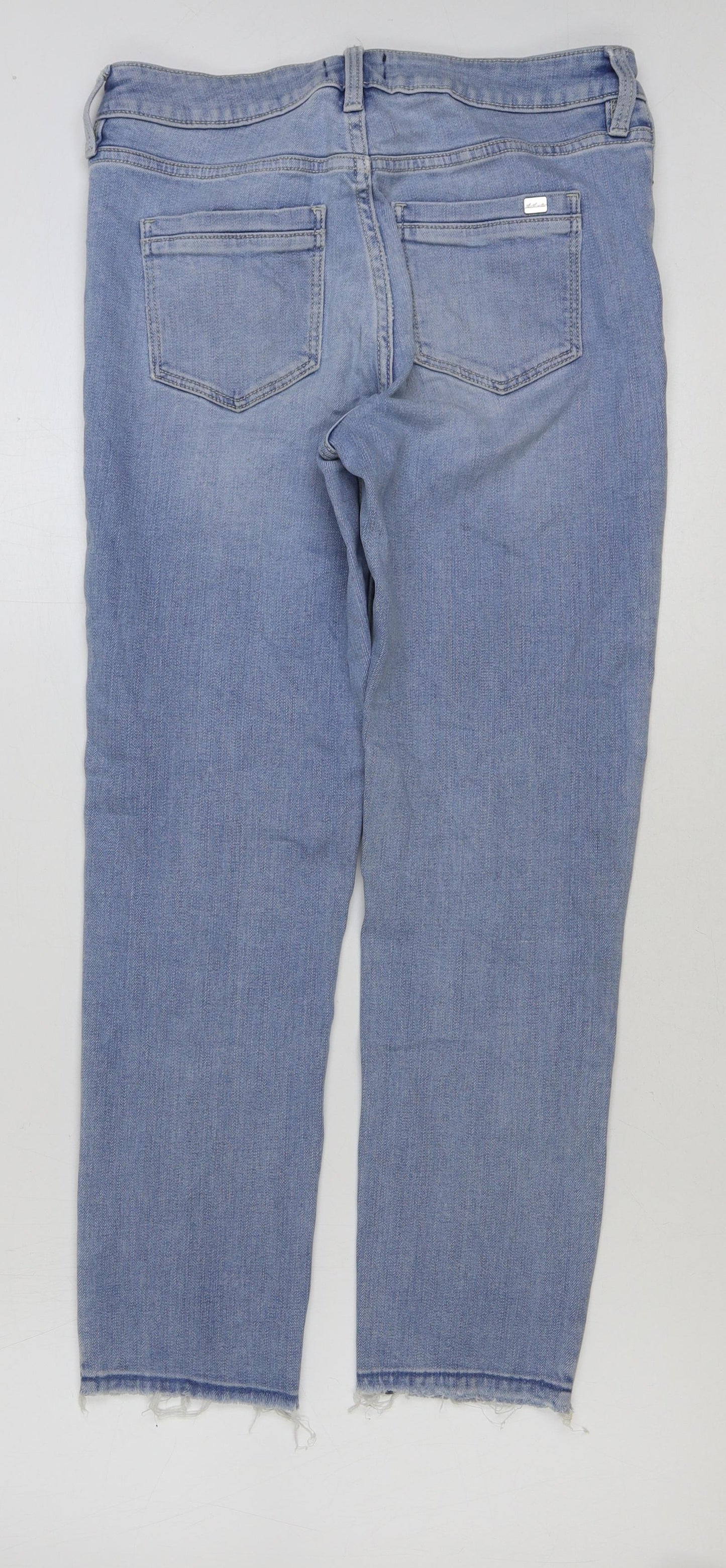 F&F Womens Blue Cotton Straight Jeans Size 8 L27 in Regular Button