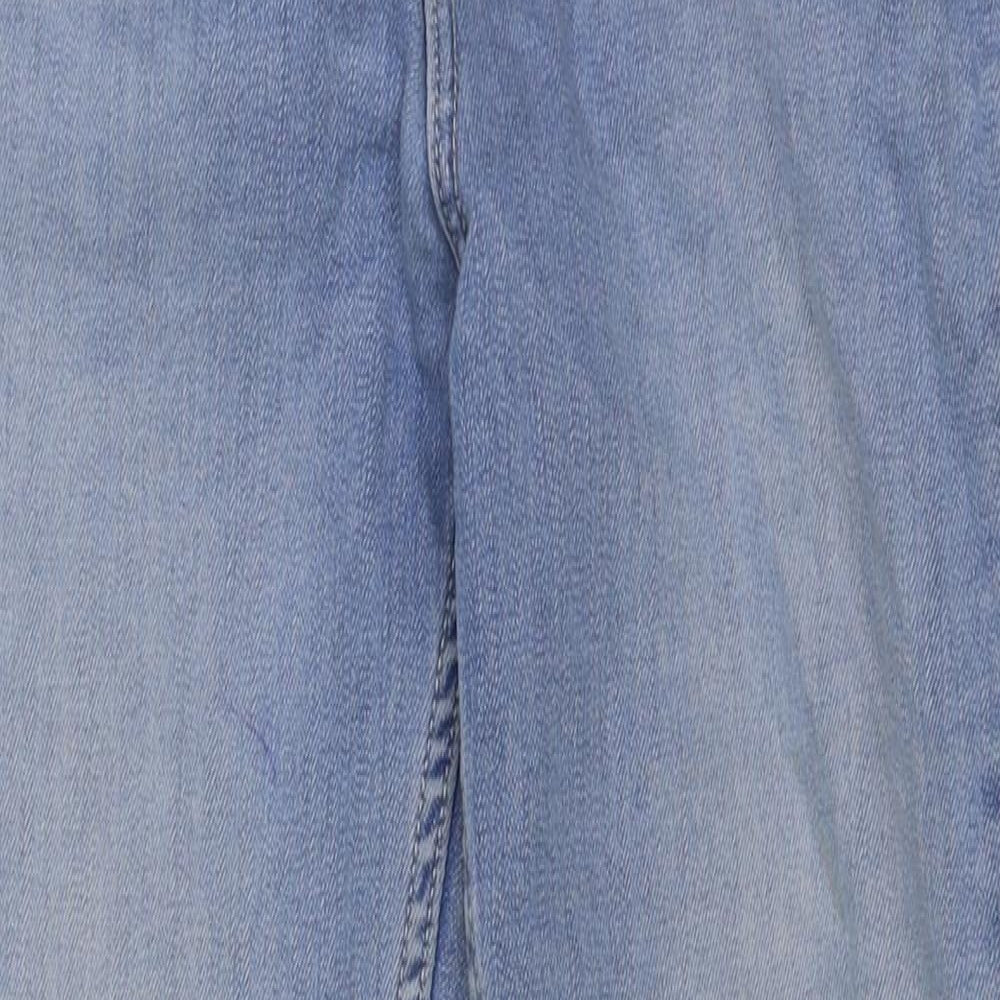 F&F Womens Blue Cotton Straight Jeans Size 8 L27 in Regular Button