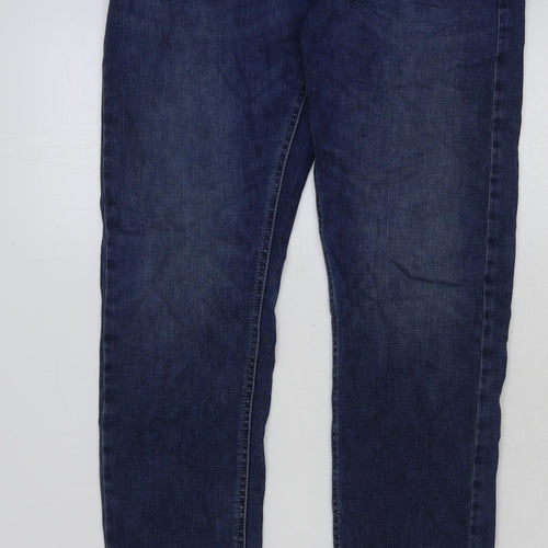 Marks and Spencer Womens Blue Cotton Skinny Jeans Size 30 in L31 in Regular Button
