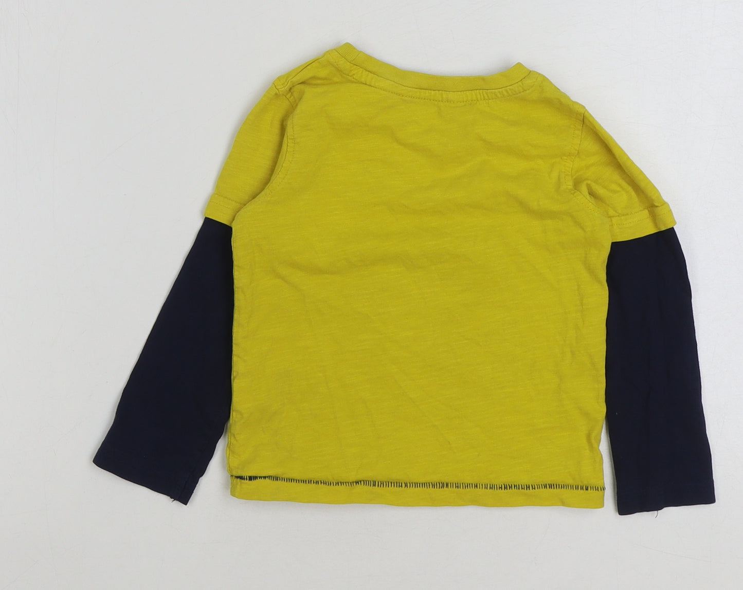 George Boys Yellow Polyester Basic T-Shirt Size 2-3 Years Round Neck Pullover - Tractor