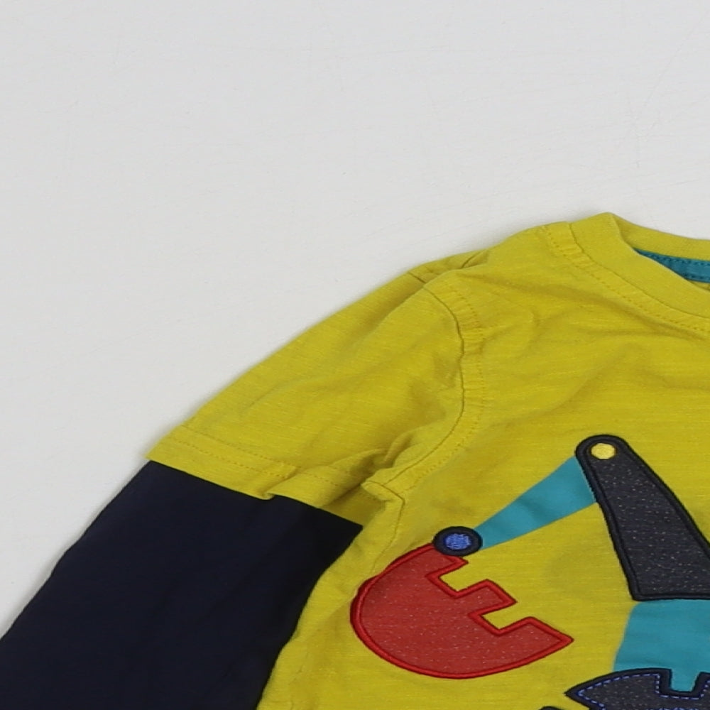 George Boys Yellow Polyester Basic T-Shirt Size 2-3 Years Round Neck Pullover - Tractor