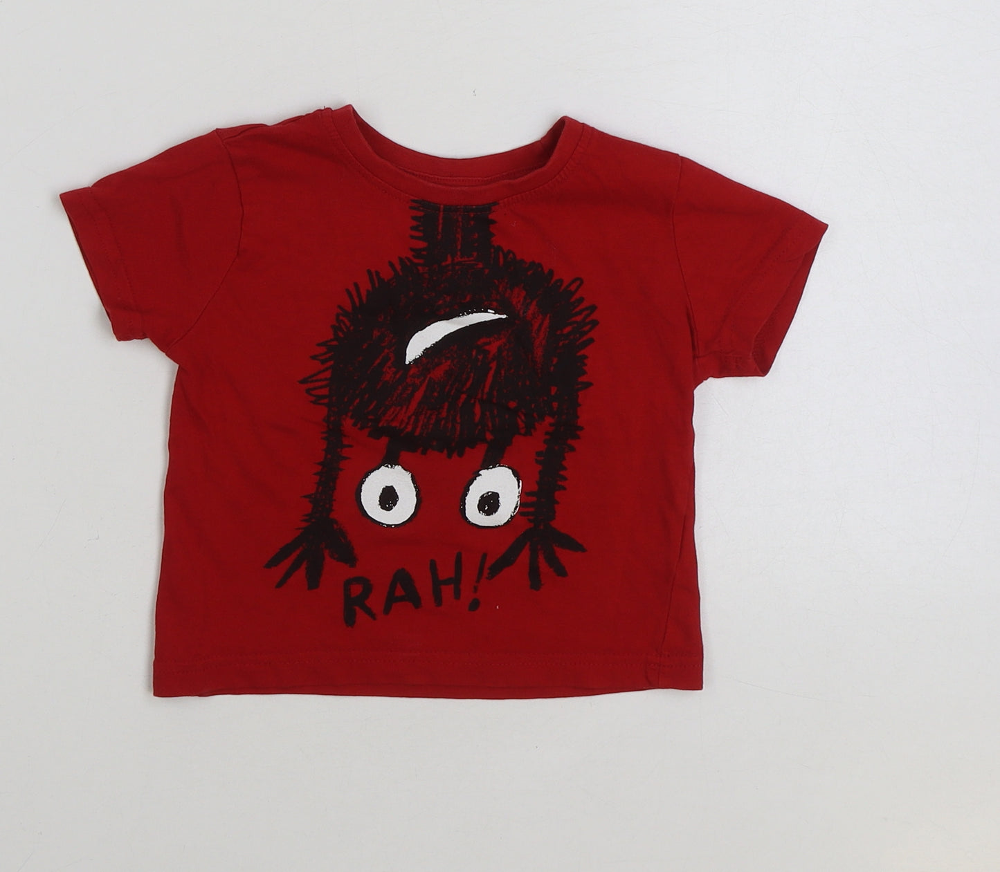 Primark Baby Red Polyester Basic T-Shirt Size 18-24 Months Round Neck Pullover - Monsters