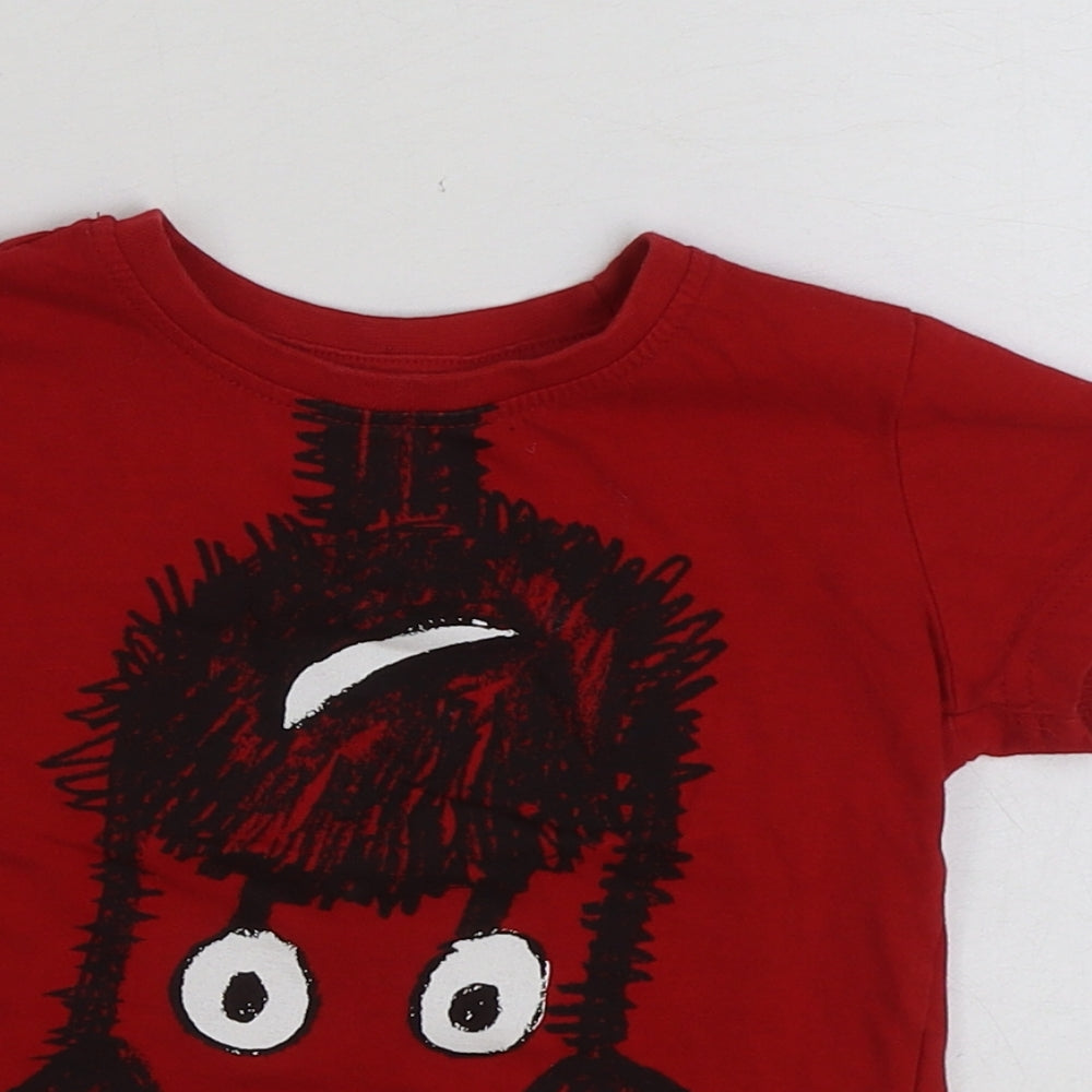 Primark Baby Red Polyester Basic T-Shirt Size 18-24 Months Round Neck Pullover - Monsters