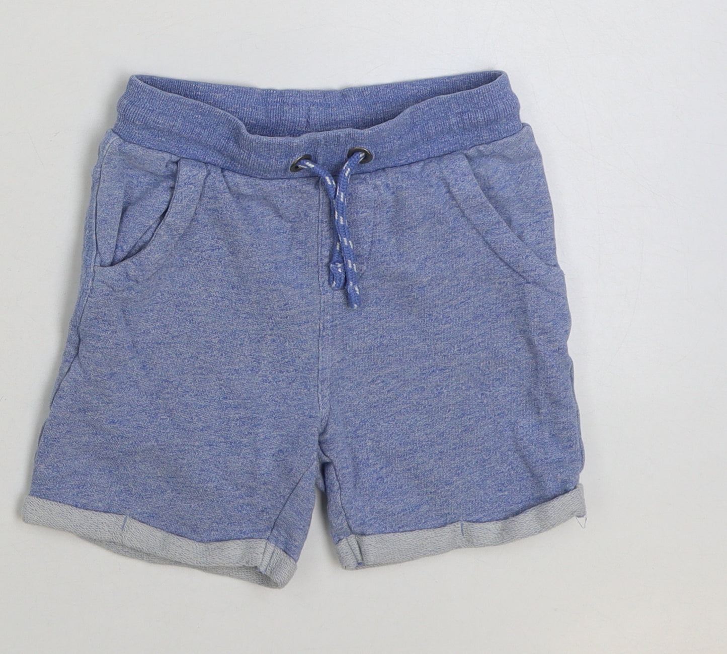 Marks and Spencer Boys Blue Cotton Sweat Shorts Size 3-4 Years Regular Drawstring
