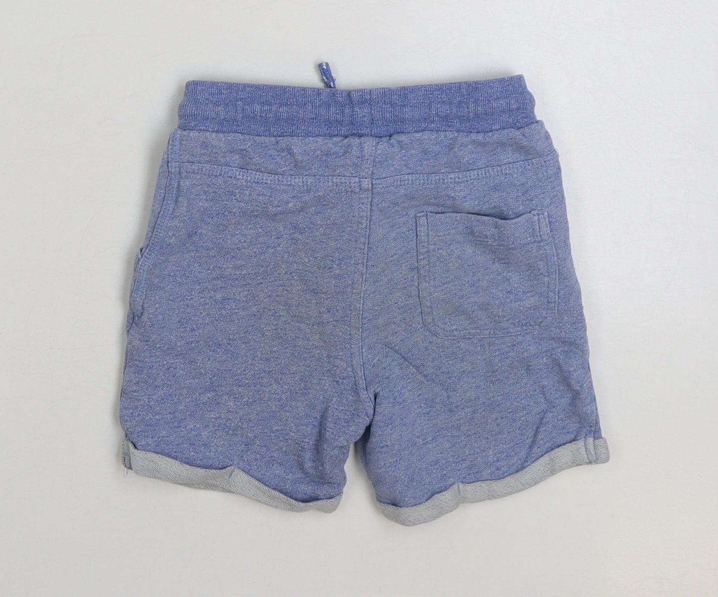 Marks and Spencer Boys Blue Cotton Sweat Shorts Size 3-4 Years Regular Drawstring