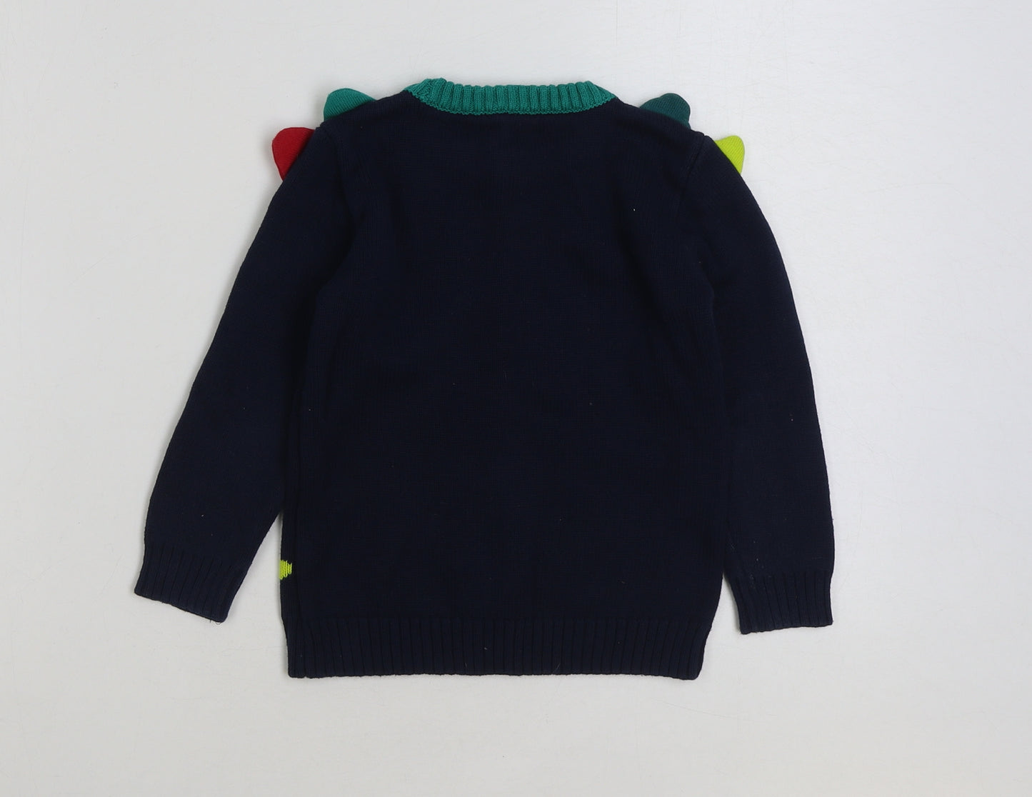 Nutmeg Boys Multicoloured Round Neck Geometric Cotton Pullover Jumper Size 3-4 Years Pullover - Dinosaur print