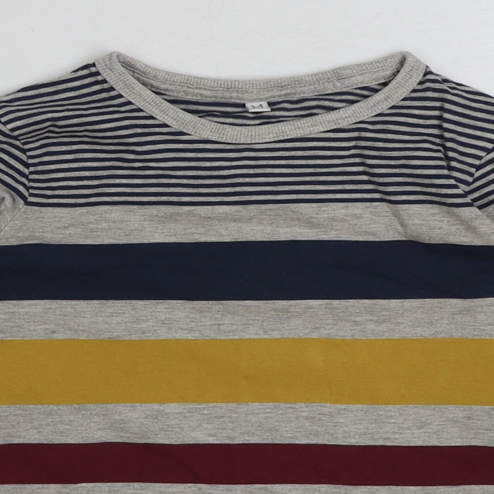 Marks and Spencer Boys Multicoloured Striped Cotton Basic T-Shirt Size 3-4 Years Round Neck Pullover