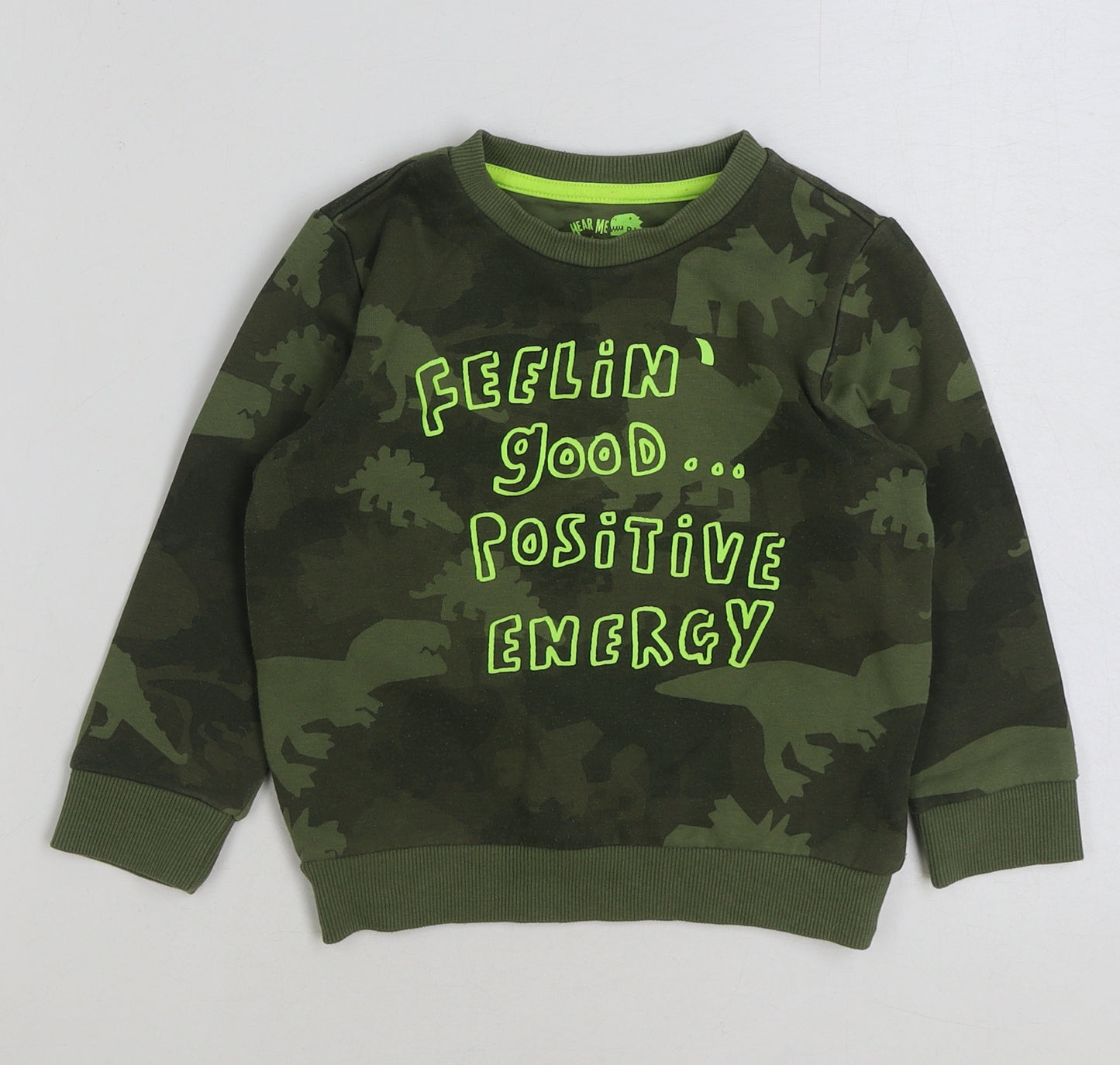 F&F Boys Green Camouflage Cotton Pullover Sweatshirt Size 3-4 Years Pullover - Feeling good