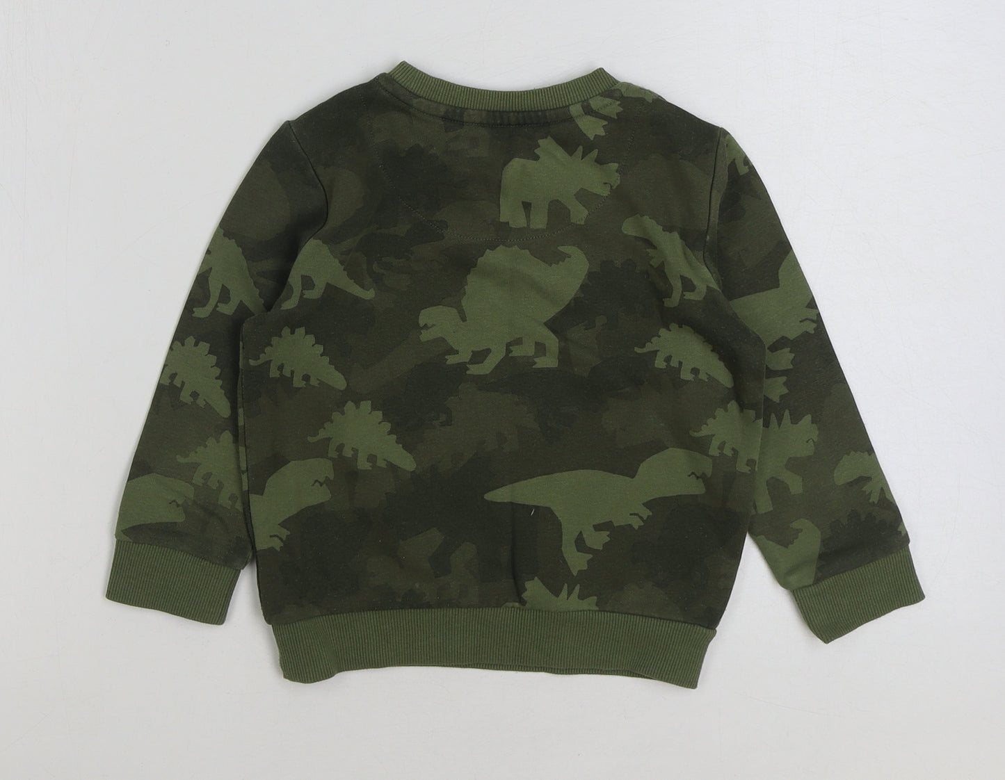 F&F Boys Green Camouflage Cotton Pullover Sweatshirt Size 3-4 Years Pullover - Feeling good