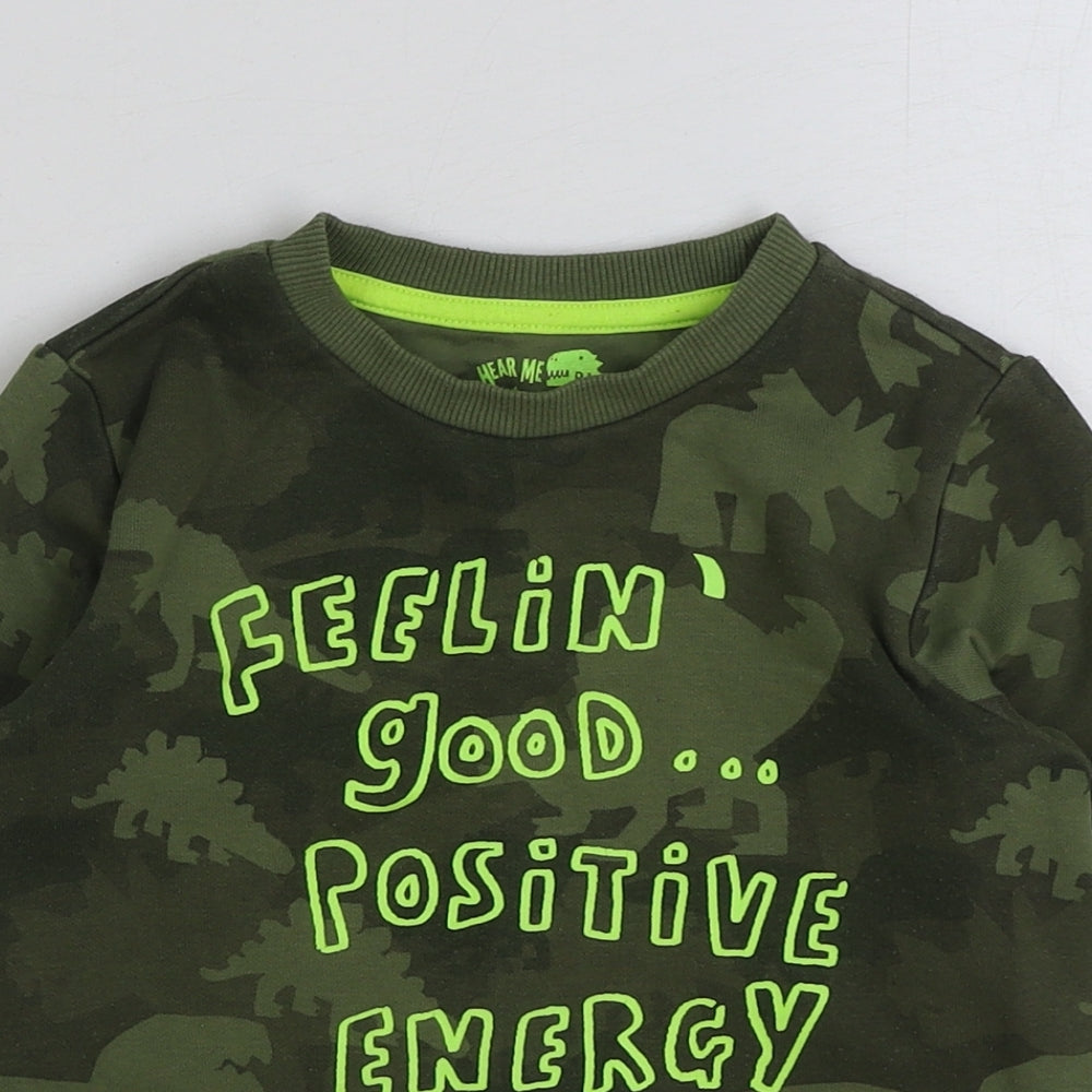 F&F Boys Green Camouflage Cotton Pullover Sweatshirt Size 3-4 Years Pullover - Feeling good