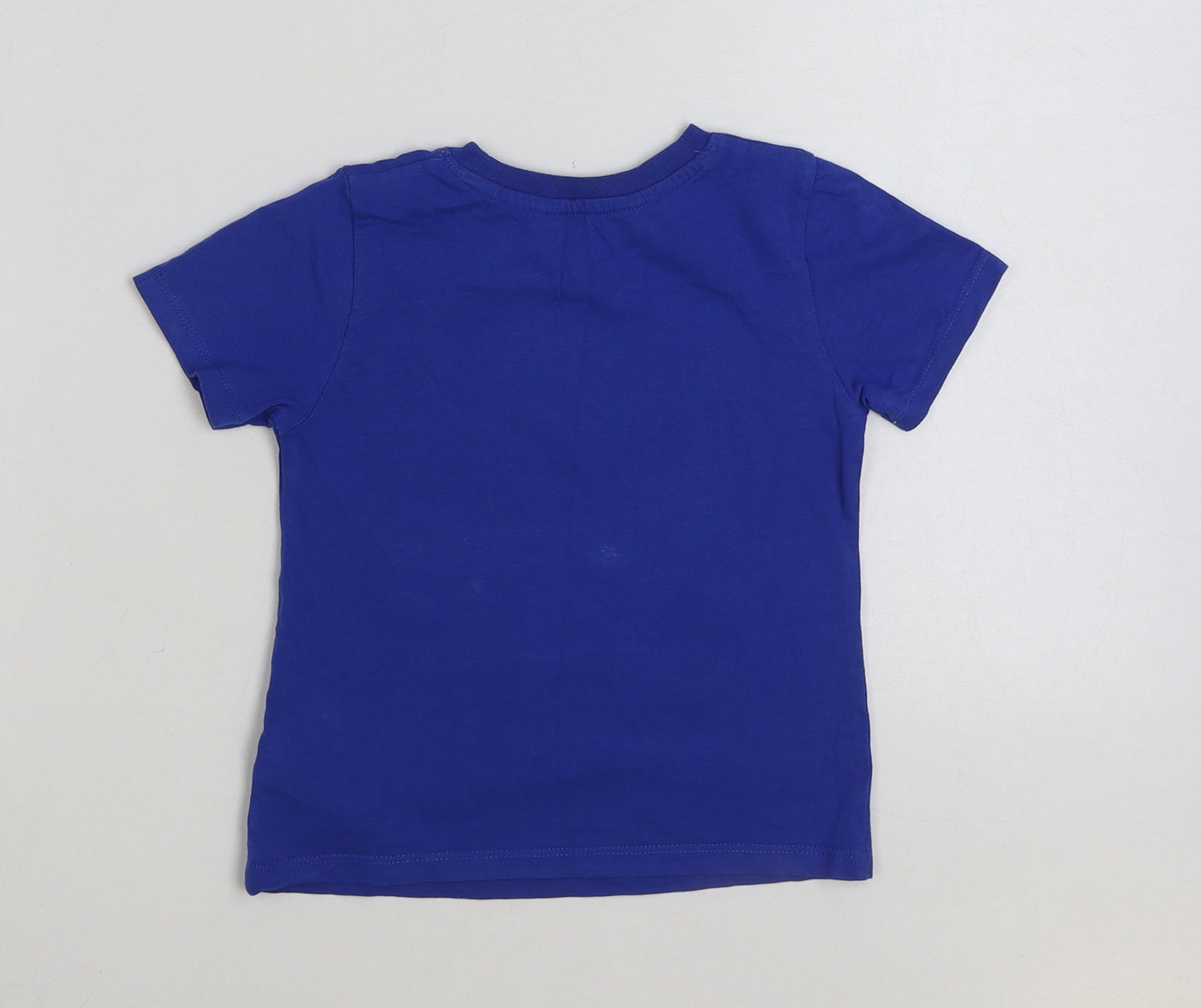 H&M Boys Blue Polyester Basic T-Shirt Size 3-4 Years Round Neck Pullover - Whale print