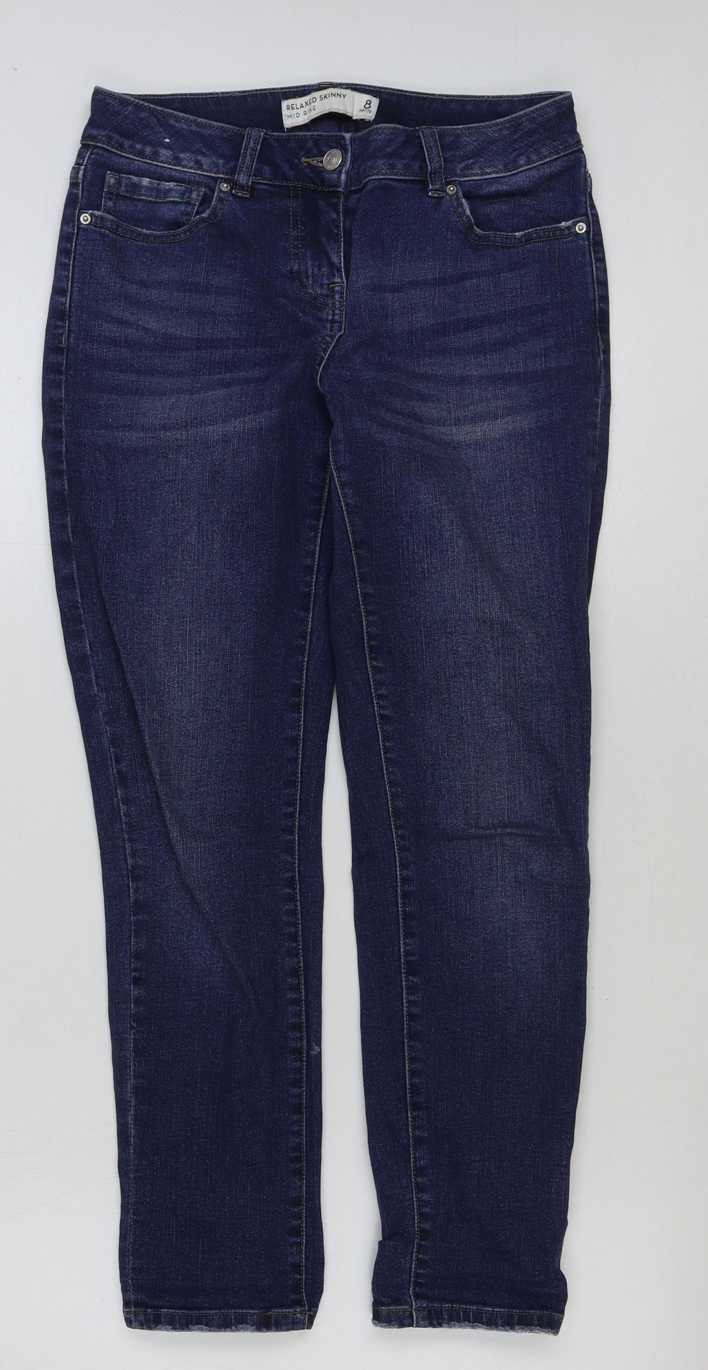 NEXT Womens Blue Cotton Skinny Jeans Size 8 L27 in Regular Button