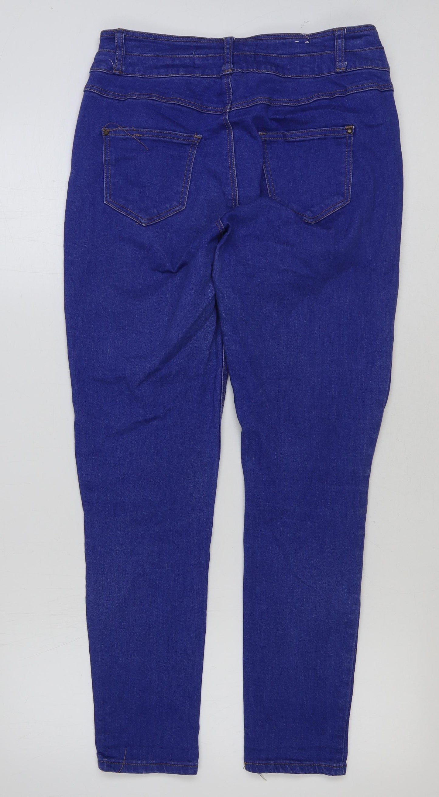 New Look Womens Blue Cotton Skinny Jeans Size 14 L29 in Regular Button