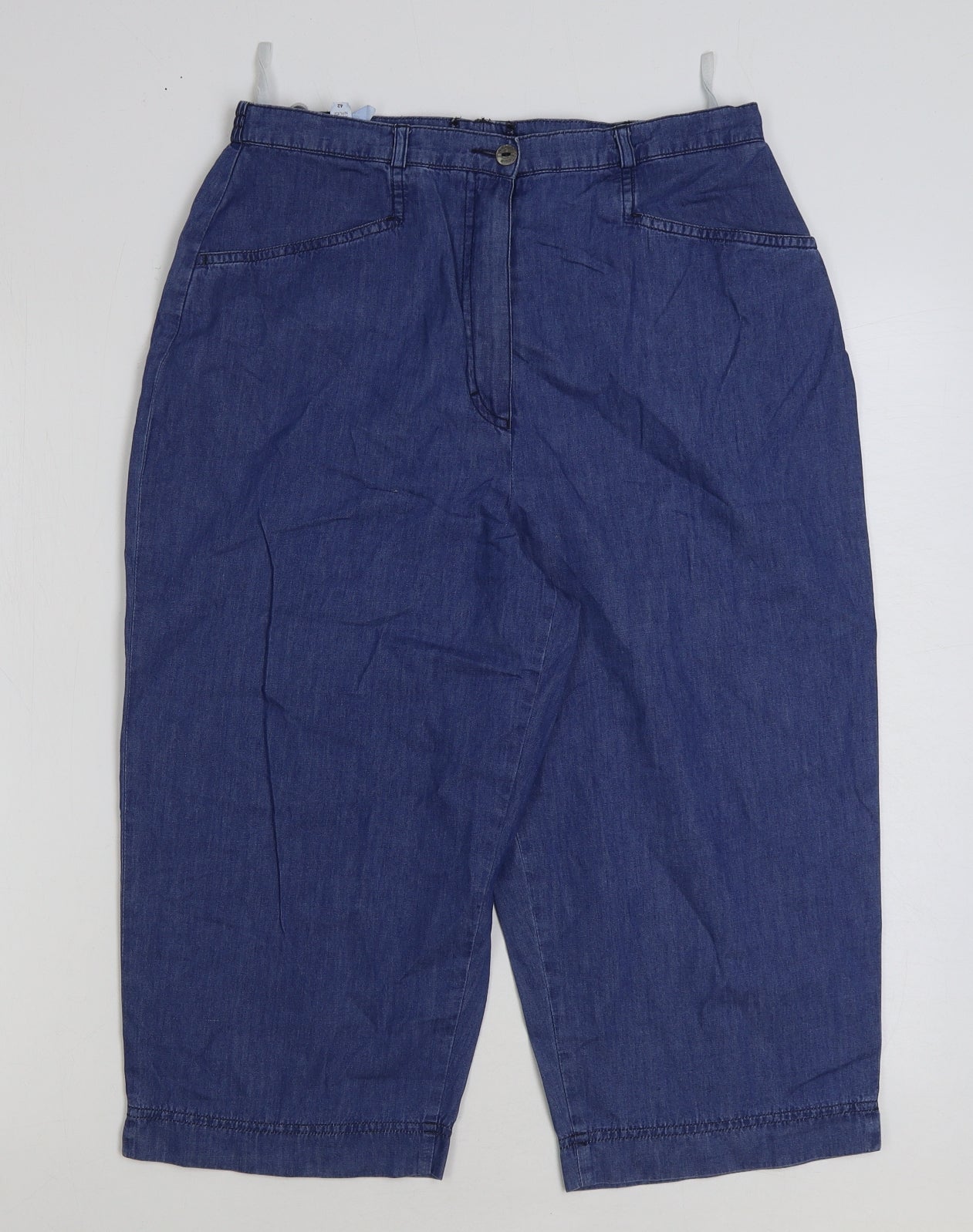 blanchelle Womens Blue Cotton Bermuda Shorts Size 16 L18 in Regular Button