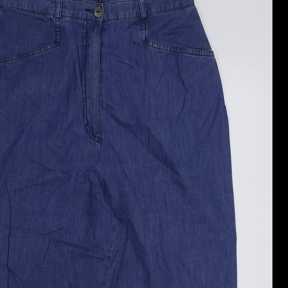 blanchelle Womens Blue Cotton Bermuda Shorts Size 16 L18 in Regular Button