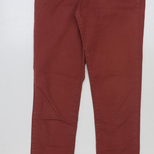 yesyes Womens Red Cotton Skinny Jeans Size 12 L32 in Regular Button