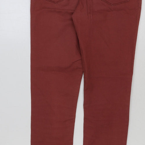 yesyes Womens Red Cotton Skinny Jeans Size 12 L32 in Regular Button