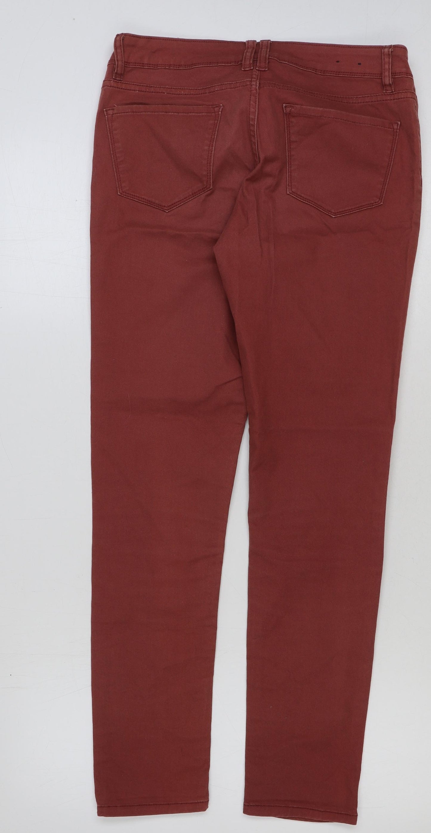 yesyes Womens Red Cotton Skinny Jeans Size 12 L32 in Regular Button