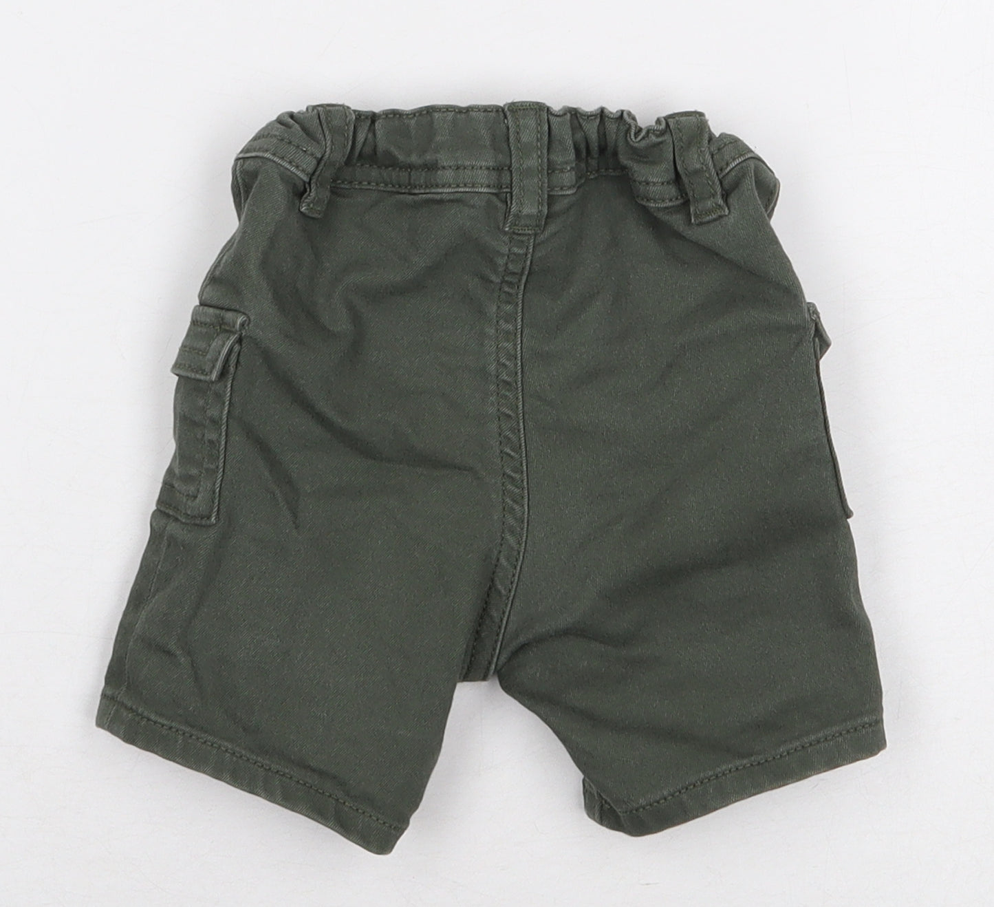 H&M Boys Green Cotton Cargo Jeans Size 6-9 Months Button