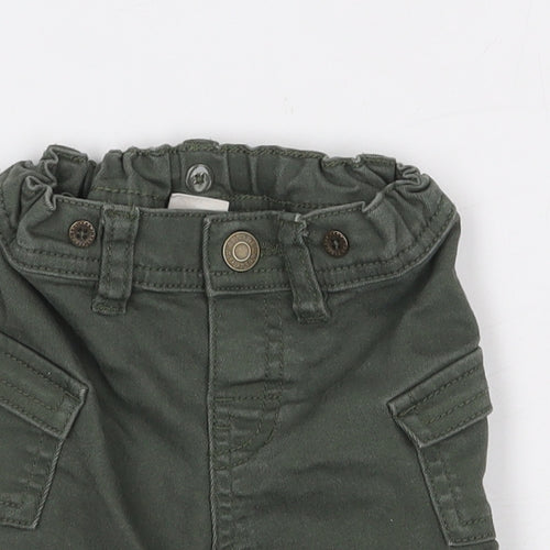 H&M Boys Green Cotton Cargo Jeans Size 6-9 Months Button
