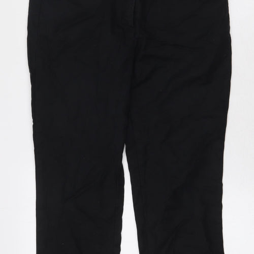 Preworn Womens Black Cotton Cropped Trousers Size 6 L20.5 in Regular Hook & Eye