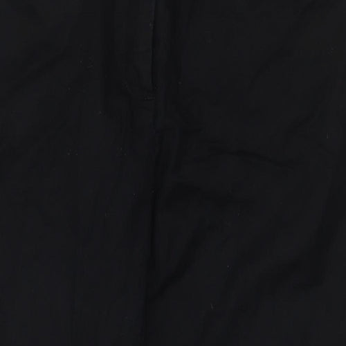 Preworn Womens Black Cotton Cropped Trousers Size 6 L20.5 in Regular Hook & Eye