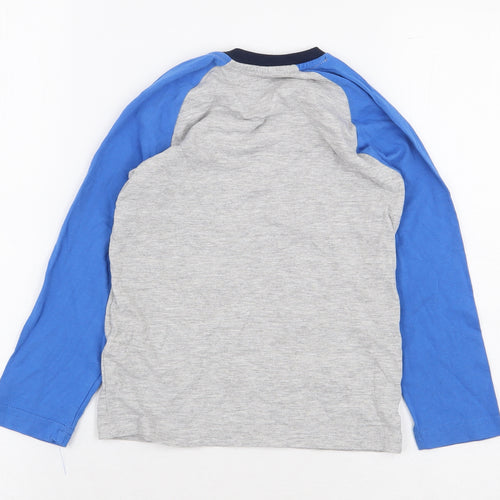 Marks and Spencer Boys Grey Colourblock Cotton Basic T-Shirt Size 4-5 Years Round Neck Pullover - Race Car