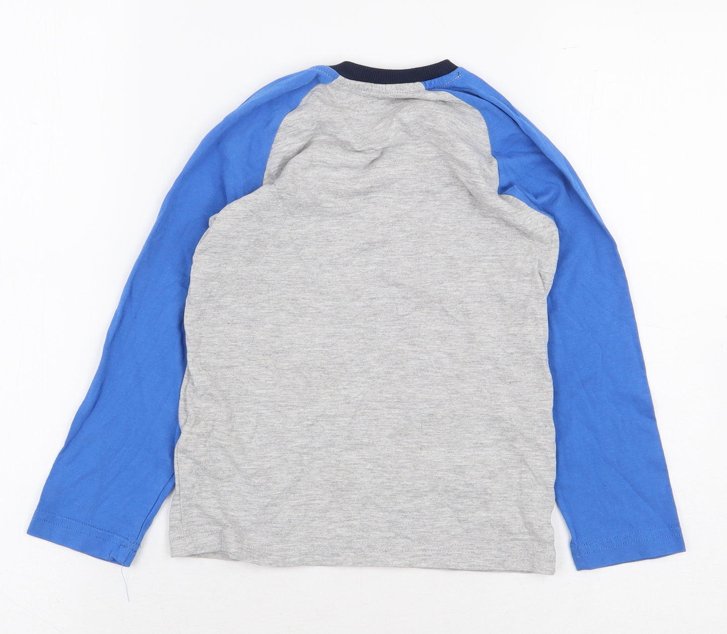 Marks and Spencer Boys Grey Colourblock Cotton Basic T-Shirt Size 4-5 Years Round Neck Pullover - Race Car