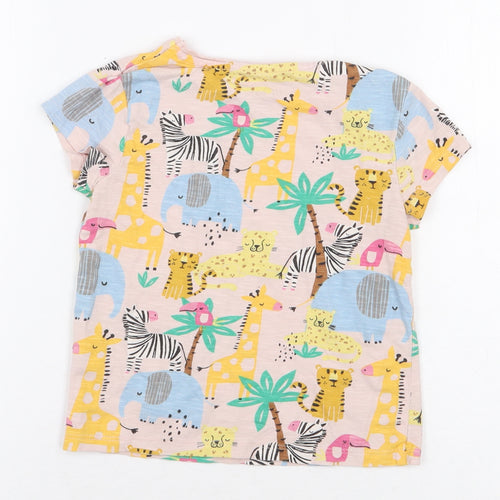 F&F Girls Pink Geometric Cotton Basic T-Shirt Size 3-4 Years Round Neck Pullover - Animals