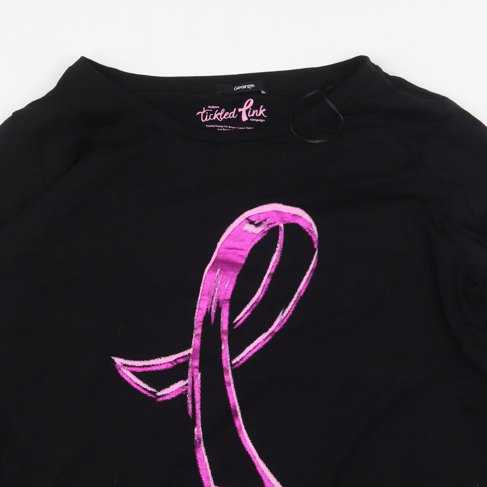 George Womens Black 100% Cotton Basic T-Shirt Size 20 Round Neck - Think Pink